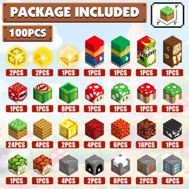 MEDMHSMA Magnetic Building Blocks, Pack of 100, Construction Super Magnet Building Blocks World, Light Up Magnetic Block Montessori Toy Gift for Children Boys and Girls from 3 4 5 6 7 8 9 10