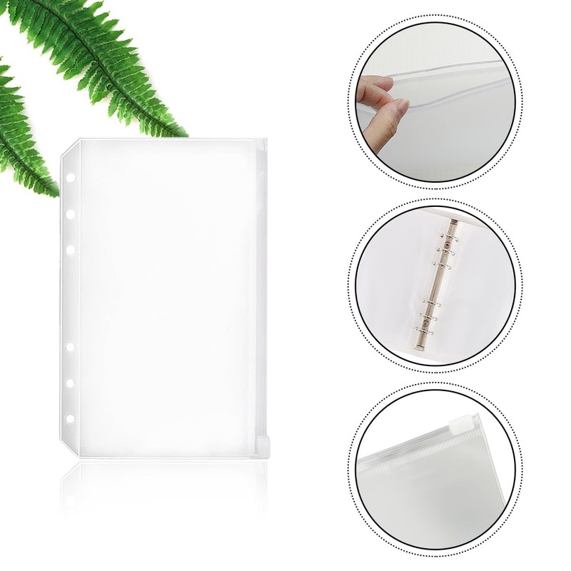 Luckious 8 Pcs A6 Size Plastic Zip Binder Pouch, 6