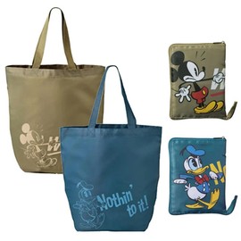 Mickey Tote Bag, Shoulder Bag, Wide Bottom Gusset, Plenty of Capacity, Eco Bag, Shopping Bag, Zipper Closure, Portable, Compact, Convenient, Cute, Character, Mickey & Donald, Gacha