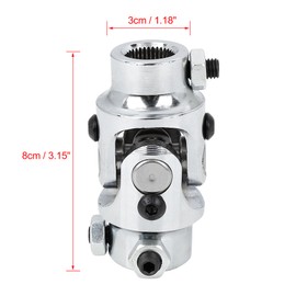 X AUTOHAUX 3/4"-36 Spline x 3/4" DD Chrome Car Steering Shaft U-Joint for Mustang II Power Rack