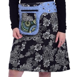 Sunsa Summer Skirt Knee Length Skirt Wrap Skirt Women's Long Cotton Trouser Skirt Boho Clothing Long Skirt Women Midi Skirt, black