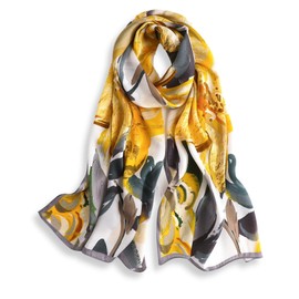 100% Mulberry Silk Long Scarf - Women's Large Oblong Shawl for Head, Neck, and Hair Wrap, with Gift Packaging