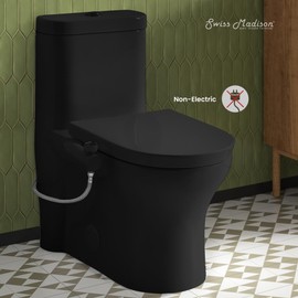 Montmartre Non-Electric Bidet Toilet Attachment in Glossy Black with Black Knob