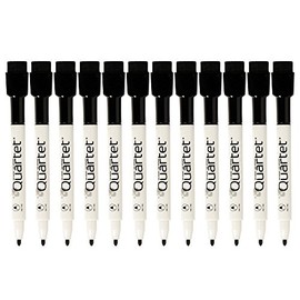 Quartet Dry Erase Markers, Whiteboard Markers, Fine Point, Mini, Magnetic, ReWritables, Black, 12 Pack (48170)