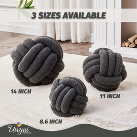 Uvvyui Knot Pillow Ball, Soft Home Decorative Pillows, Round Throw Pillow, Handmade Knotted Plush Pillow, Round Boucle Pillow Cushion (8.6 Inches Dark Gray)