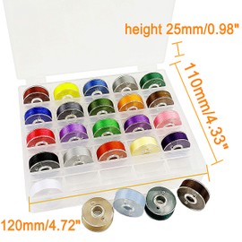 New brothread 25pcs Type L Size (SA155) Assorted Colours Prewound Bobbins Bottom Thread Plastic Side for Specified Embroidery and Sewing Machines - 60wt