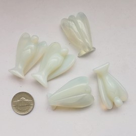 Manekieko Opalite Healing Crystal Prayer Guardian Angel Statue, 38 mm Carving Bag Palm Stone Figures Decoration