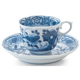 Arita Ware S-3182 Shobido Main Store Sometsuke Furyo Hand Coffee Bowl Plate