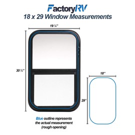 ToughGrade Vertical Sliding Clear RV Window 18" X 29" X 1-1/2" Includes Mounting Ring and Bottom Screen