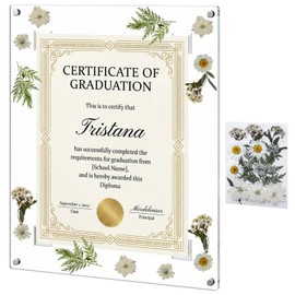 NIUBEE Diploma Frame 8.5x11 with Dried Flowers Acrylic Frame Display