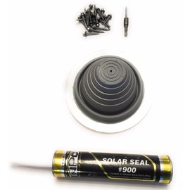 Metal Roof Pipe Boot Flashing Kit- Includes #3 Grey Pipe Boot, Tube of Solar Seal Sealant, (20) 1.5" Metal Roof Screws, and a 1/4 Nut Driver. Install Steps in Description