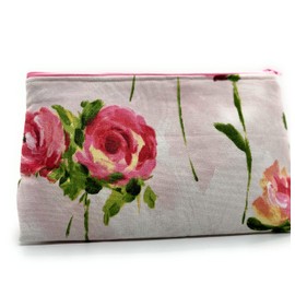 Pink Floral Make up bag, Large floral cosmetic bag, make up organizer, gift for her