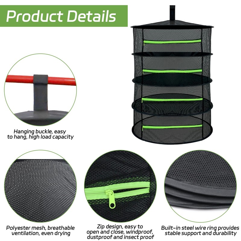 BEASAFY 4-Layer Drying Net Herbs Black Herb Dryer Hanging Herb