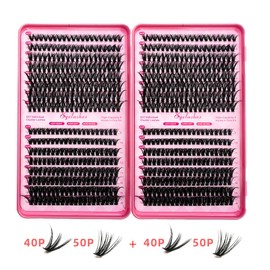 Selawasty Lash Clusters 640pcs Natural Lash Extension Individual Cluster Eyelash Russian Lash Clusters Individual Lashes Eyelash Clusters Natural Look Eyelashes for DIY at Home(9-16MM,40D,50D)