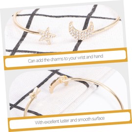 Beavorty Stylish Moon Star Bangle Bracelet Fashionable Opening Cuff for Women Versatile Daily Party Jewelry
