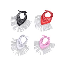 OPDENK 4 Pieces Women Fringed Bandana Cowgirl Bachelorette Bandanas With Tassel for Disco Party Carnivals Music Festivals (Multicolor-03)