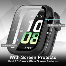 KeeFos [Pack of 2 Case for Honor Watch 5, 9H Hardness, Scratch-Resistant PC Screen Protector Case Cover for Honor Watch 5 (Black + Transparent)