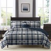 MaiRêve Full Size Comforter Set Navy Blue, Plaid Design Comforter