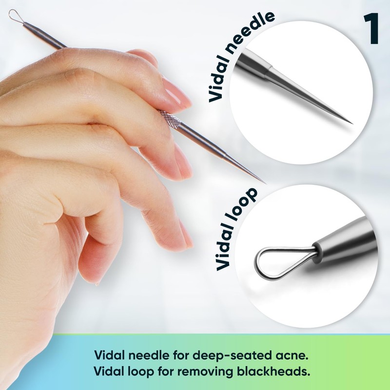 Ultimate Blackhead Removal Skincare Tools Set, Vidal Loops, Uno Spoon,