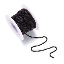 PandaHall 10 Yards Crystal Rhinestone Cup Chains 2mm Black Trimming Claw Chain Brass Rhinestone Strass Chains for Wedding Supplies DIY Sewing Craft Jewelry Making