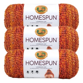 Lion Brand Yarn- (3 Pack) Homespun Bulky Yarn, Wild Fire