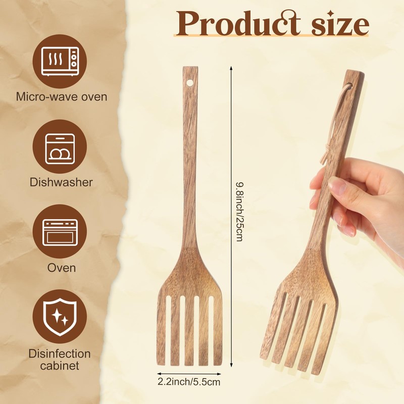 Baderke 10 Inches Acacia Wooden Forks for Cooking Kitchen Baking