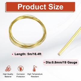 sourcing map 19 Gauge Copper Wires for Jewelry Making, 1 Roll 5m Craft Tarnish Resistant Beading Wires for Jewelry Making Supplies DIY (K-Gold)