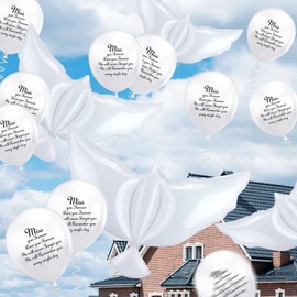 MFCGHXR 36 Pieces White Memorial Balloons with 4 Pieces Peace Dove Balloons Pigeon Bird Balloons Funeral Remembrance Helium Balloons for Condolence, Funeral, Anniversary, Memorial Services