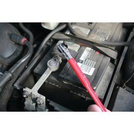 Performance Tool W1676 Side Terminal Battery Ratchet Wrench with Insulated Handle and Reversible Socket for Confined Areas, 95-Inches Long