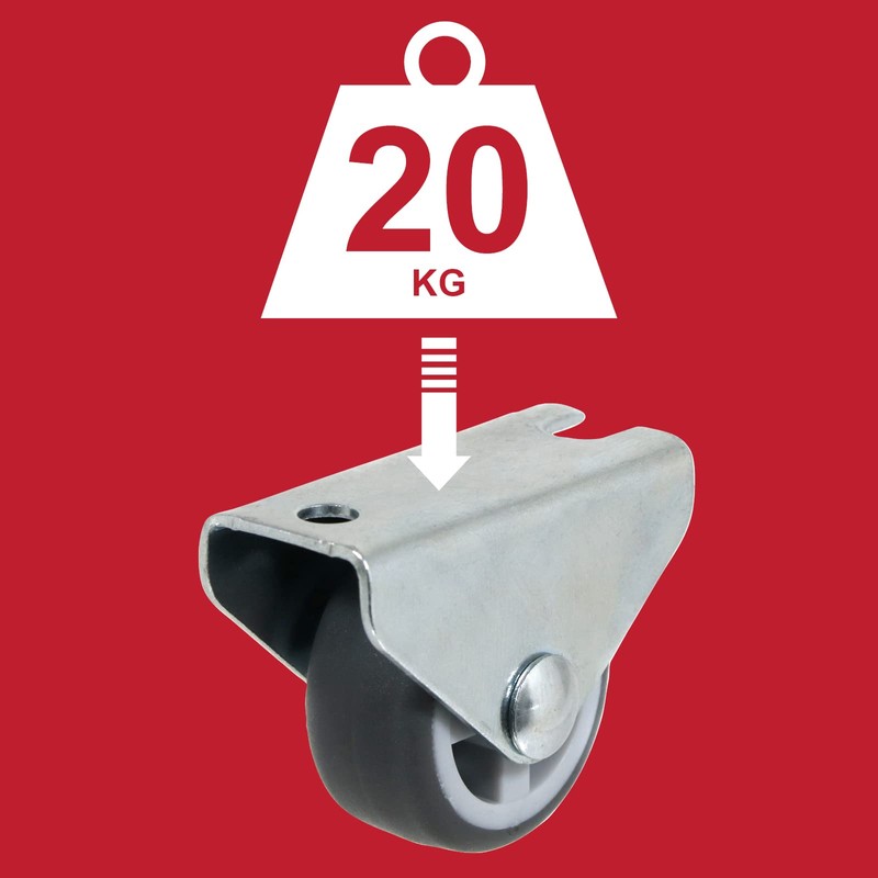 SPARES2GO Universal Castor Trolley Wheels Fixed Plate Fixing 1'' Mini