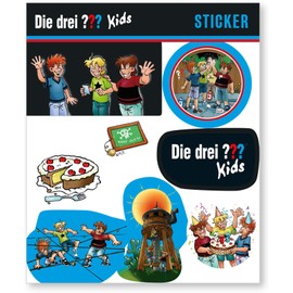 DH-Konzept 8-Piece Sticker Set "Die Drei ??? Kids" as Party Bag or Gift | 3 Question Marks Detective Pictures Children Birthday Birthday Crafts