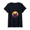 Womens Minimalist Sunset Fennec Fox V-Neck T-Shirt