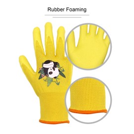 HANDLANDY Kids Gardening Gloves for Age 2-13, 3 Pairs Rubber Coated Toddler Garden Gloves for Childrens Little Girls Boys Youth (Size 4)