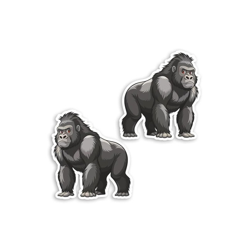 2 x 10cm Silver Back Gorilla Vinyl Stickers - Great