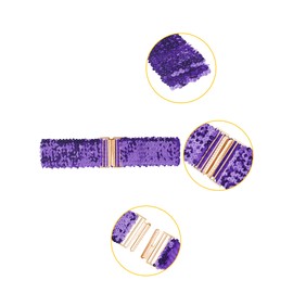Allegra K Women Wide Waist Belt Interlock Buckles Sequin Decor Shiny Stretchy Belts Pack of 2, Light Purple