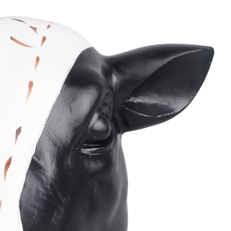 Black White Cow Head Wearing Glasses Statues Resin Stable Glasses
