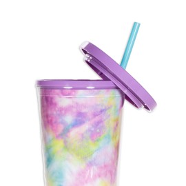 Steel Mill & Co Insulated Cup with Lid and Straw, 24oz Tumbler, Double Wall Travel Cup, BPA-Free Acrylic Tumbler, Fits in Cupholders, Tie Dye