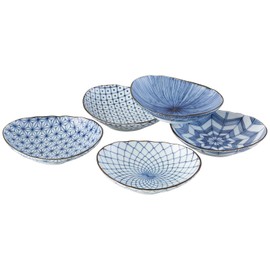 Mino Ware 20639 Bowl, Pot, Plates, Approx. 5.5 x 4.7 inches (14 x 12 cm), Set of 5, Old Dyed, Made in Japan
