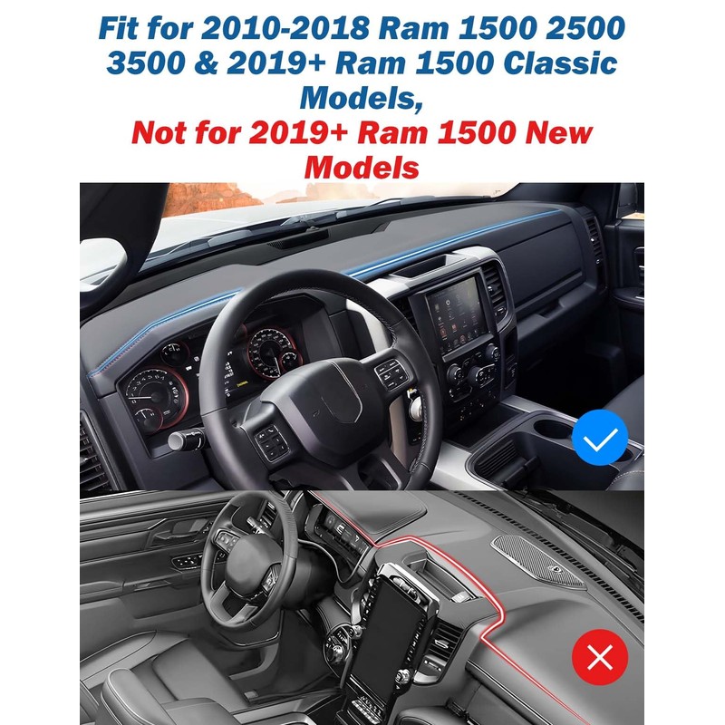 JOYTUTUS Dash Cover Dashboard Cover Mat Compatible with 2010-2018 Ram