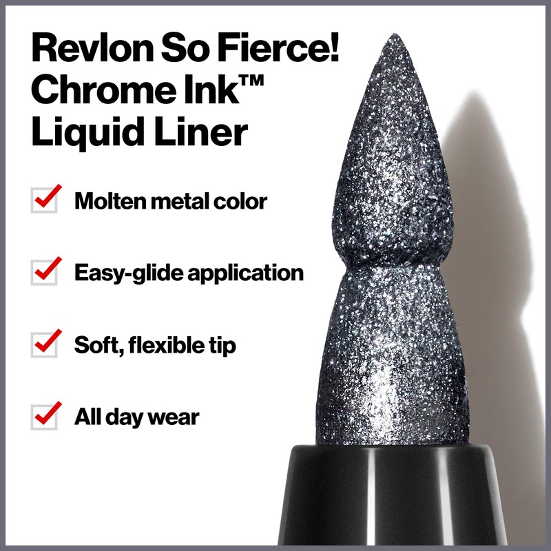 Revlon So Fierce! Chrome Ink Liquid Eyeliner, Longlasting Bold Metallic
