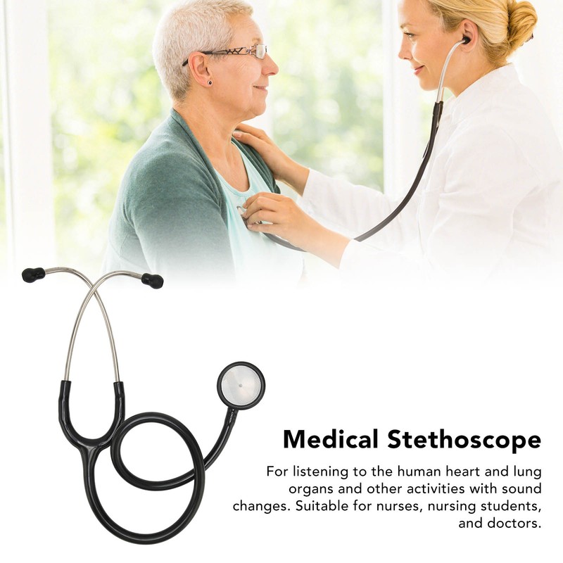 Medical Stethoscope Dual Head Clear Transmission Soft Ear Plugs Stainless