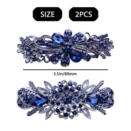 2Pcs Set Elegant Hair Accessories, Crystal Vintage Blue Hair Barrettes