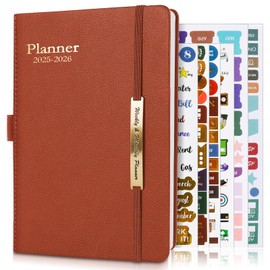 Diary 2025-2026, Planner 18 Month Mid Year Diary From January.2025 to June.2026, A5 Premium Thicker Paper with Pen Holder, Inner Pocket (Brown)