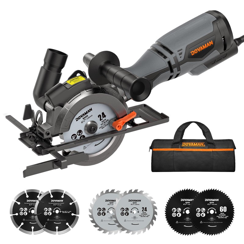 DOVAMAN Circular Saw, 5.8A 4-1/2" Circular Saw w/Laser, Metal Auxiliary