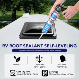 RV Roof Sealant, Self-Leveling Lap Sealant White, RV Caulking for Roofing, Maintenance, Camper & Trailer Roof Leak Repair, 4 Pack