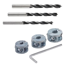 wolfcraft "Depth-Restricted Drilling" Starter Set I 8639000 I Wood Drill Bit Set with Depth Stops & Allen Key for Softwood Drilling - 6, 8, 10 mm Chrome-Vanadium Steel Bits