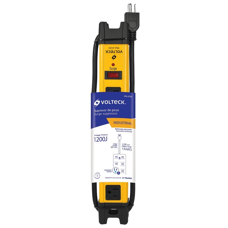 Volteck MUL-612X, Multicontacto uso industrial, 6 entradas, supresor, 1200 joules