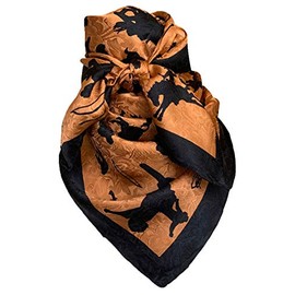 Wyoming Traders Cowboy Silhouette Wild Rag 100% Silk Scarf Bandana Multiple Colors (42" XL, Rust)