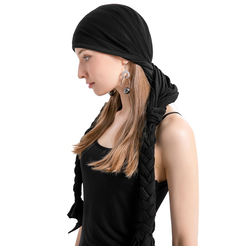 ZLYC Women's Chemo Turban Hat Headwraps Lightweight Beanie Hat, Braid