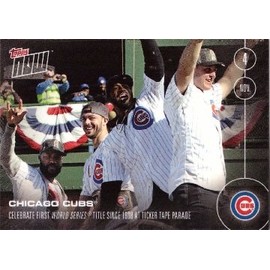 2016 Topps Now #OS-4 Chicago Cubs Celebrate World Series Title at Ticker Tape Parade - Kris Bryant, Jason Heyward, Dexter Fowler, and Anthony Rizzo